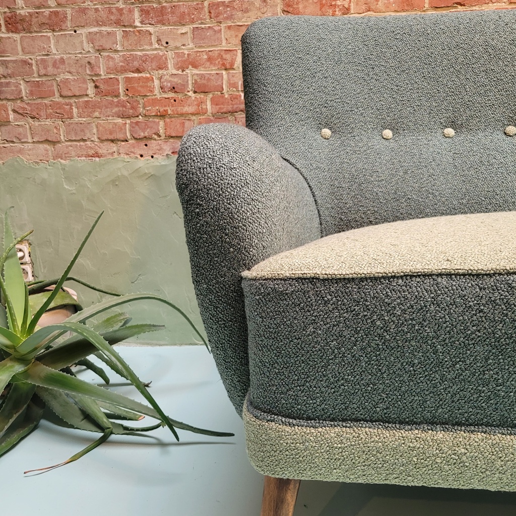 Vintage mid-century 2-zit eucalyptus